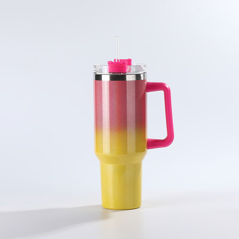 Wholesale Tumbler Ice Bullies Cup  Rainbow Paint Gradient Color Thermos Cup Straw Cup 40OZ Car Cup Ice Cup